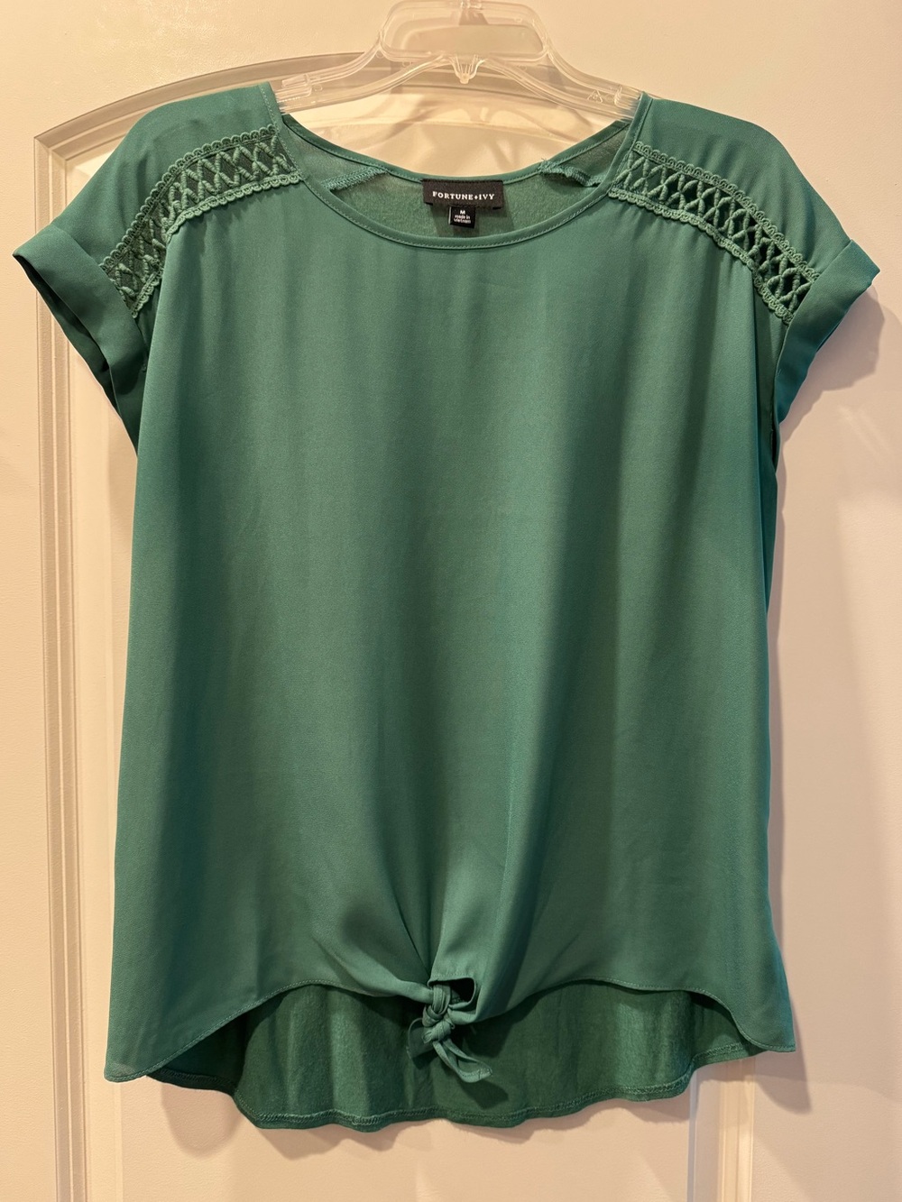 Fortune + Ivy - Tabitha Crochet Mixed Material Top
